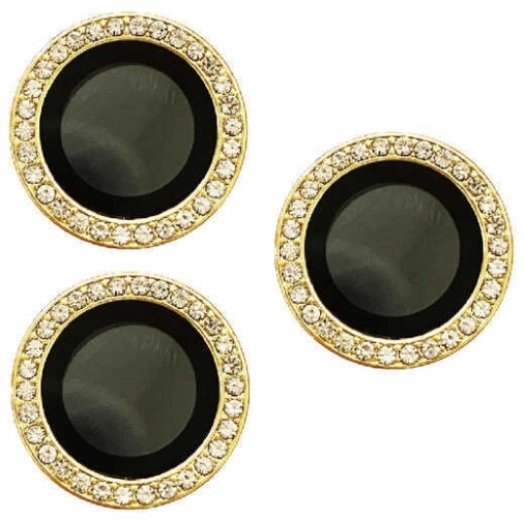 Apple iPhone 14 Pro (6.1) Lens Kamera Koruyucu Taşlı Parmak İzi Bırakmaz CL-06 - Gold