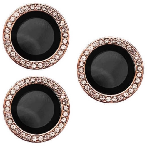 Apple iPhone 14 Pro (6.1) Lens Kamera Koruyucu Taşlı Parmak İzi Bırakmaz CL-06 - Rose Gold