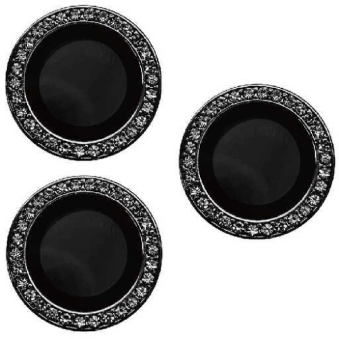 Apple iPhone 14 Pro (6.1) Lens Kamera Koruyucu Taşlı Parmak İzi Bırakmaz CL-06 - Siyah