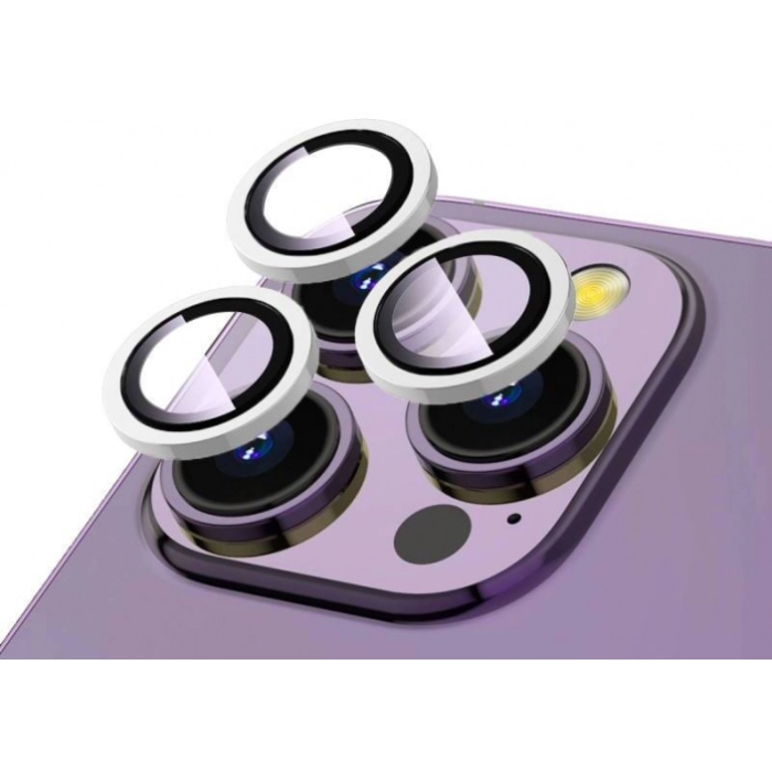 Apple iPhone 14 Pro (6.1) Lens Kamera Koruyucu Parmak İzi Bırakmayan Anti-Reflective CL-12 - Gümüş