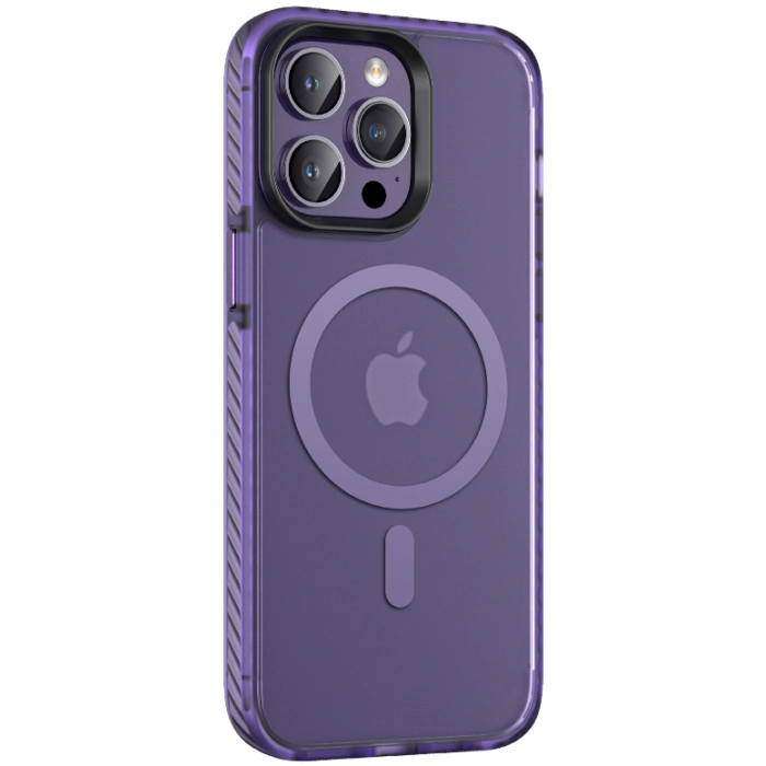 Apple iPhone 14 Pro (6.1) Mat Arka Yüzey Wireless Şarj Özellikli Zore Locik Kapak - Koyu Mor