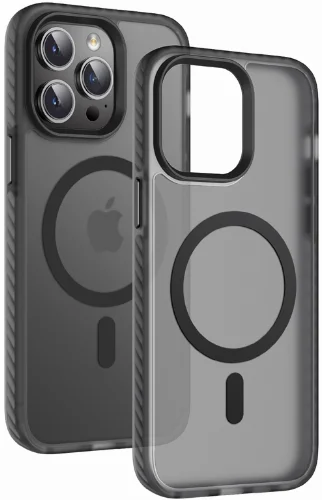 Apple iPhone 14 Pro (6.1) Mat Arka Yüzey Wireless Şarj Özellikli Zore Locik Kapak - Koyu Mor