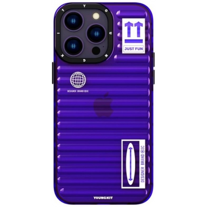 Apple iPhone 14 Pro (6.1) Şeffaf Renkli Tasarım YoungKit Fluorite Serisi Kapak - Mor