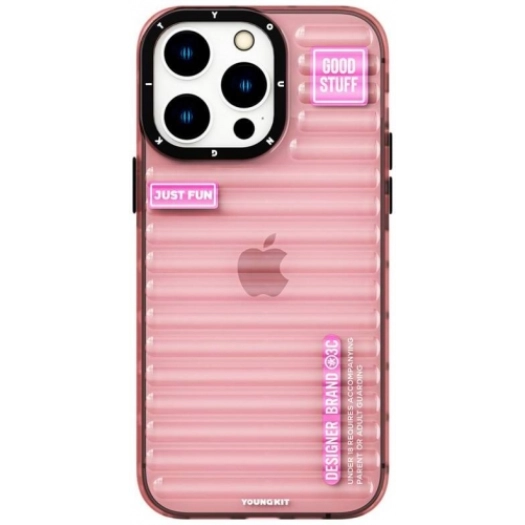 Apple iPhone 14 Pro (6.1) Şeffaf Renkli Tasarım YoungKit Fluorite Serisi Kapak - Pembe