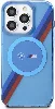 Apple iPhone 14 Pro (6.1) Kılıf BMW Magsafe Şarj Özellikli Transparan Tricolor Stripes Orjinal Lisanslı Kapak - Mavi