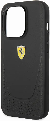 Apple iPhone 14 Pro (6.1) Kılıf Ferrari Deri Delikli Dizayn Kapak - Siyah