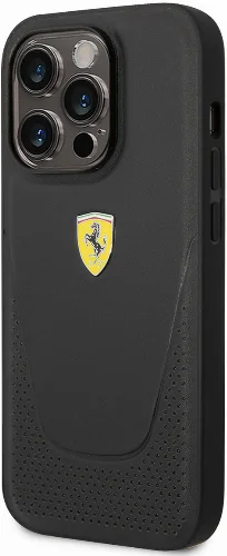 Apple iPhone 14 Pro (6.1) Kılıf Ferrari Deri Delikli Dizayn Kapak - Siyah