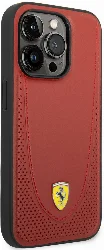 Apple iPhone 14 Pro (6.1) Kılıf Ferrari Magsafe Şarj Özellikli Deri Delikli Dikişli Dizayn Kapak - Kırmızı