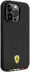 Apple iPhone 14 Pro (6.1) Kılıf Ferrari Magsafe Şarj Özellikli Karbon İtalyan Bayrak Dizayn Kapak - Siyah