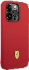 Apple iPhone 14 Pro (6.1) Kılıf Ferrari Magsafe Şarj Özellikli Silikon Metal Logo Dizayn Kapak - Kırmızı
