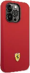 Apple iPhone 14 Pro (6.1) Kılıf Ferrari Magsafe Şarj Özellikli Silikon Metal Logo Dizayn Kapak - Kırmızı