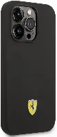 Apple iPhone 14 Pro (6.1) Kılıf Ferrari Magsafe Şarj Özellikli Silikon Metal Logo Dizayn Kapak - Siyah