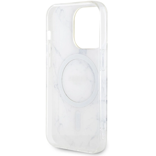 Apple iPhone 14 Pro (6.1) Kılıf GUESS Magsafe Şarj Özellikli Mermer Desenli Kapak - Beyaz