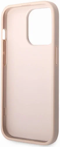 Apple iPhone 14 Pro (6.1) Kılıf Guess PU Deri Büyük Metal Logo Dizaynlı Kapak - Pembe