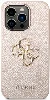 Apple iPhone 14 Pro (6.1) Kılıf Guess PU Deri Büyük Metal Logo Dizaynlı Kapak - Pembe