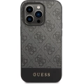 Apple iPhone 14 Pro (6.1) Kılıf GUESS PU Deri Şerit Logo Dizaynlı Kapak - Gri