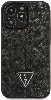 Apple iPhone 14 Pro Kılıf GUESS PU Safran Deri Üçgen Logo Dizayn Kapak - Siyah