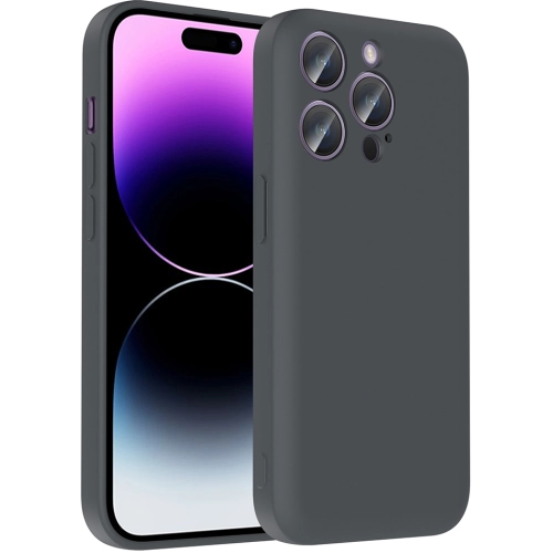 Apple iPhone 14 Pro (6.1) Kılıf İçi Kadife Dokulu Kartlık Hazneli Mat Vitra Silikon Kapak - Gri