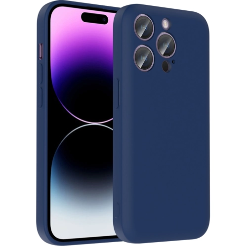 Apple iPhone 14 Pro (6.1) Kılıf İçi Kadife Dokulu Kartlık Hazneli Mat Vitra Silikon Kapak - Lacivert