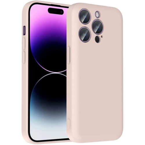 Apple iPhone 14 Pro (6.1) Kılıf İçi Kadife Dokulu Kartlık Hazneli Mat Vitra Silikon Kapak - Pembe