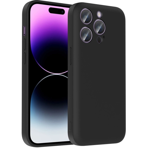 Apple iPhone 14 Pro (6.1) Kılıf İçi Kadife Dokulu Kartlık Hazneli Mat Vitra Silikon Kapak - Siyah