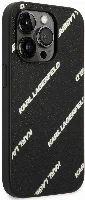 Apple iPhone 14 Pro (6.1) Kılıf Karl Lagerfeld PU Suni Deri Logolu Dizayn Kapak - Siyah