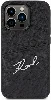 Apple iPhone 14 Pro (6.1) Kılıf Karl Lagerfeld Saffiano Deri Kartlıklı Dizayn Kapak - Siyah
