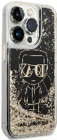 Apple iPhone 14 Pro (6.1) Kılıf Karl Lagerfeld Sıvılı Simli Gatsby Dizayn Kapak - Siyah
