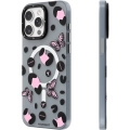 Apple iPhone 14 Pro (6.1) Kılıf Magsafe Şarj Özellikli Kelebek Desenli Youngkit Shadow Dance Serisi Kapak - Siyah