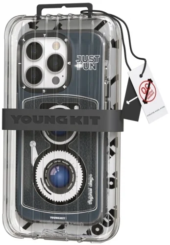 Apple iPhone 14 Pro Kılıf Magsafe Şarj Özellikli Lens Figürlü YoungKit Art Film Serisi Kapak - Siyah
