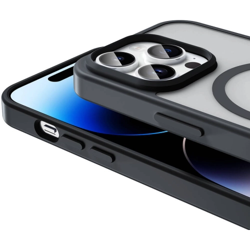 Apple iPhone 14 Pro (6.1) Kılıf Magsafe Şarj Özellikli Renkli Mat Arka Yüzey Sio Kapak - Lacivert