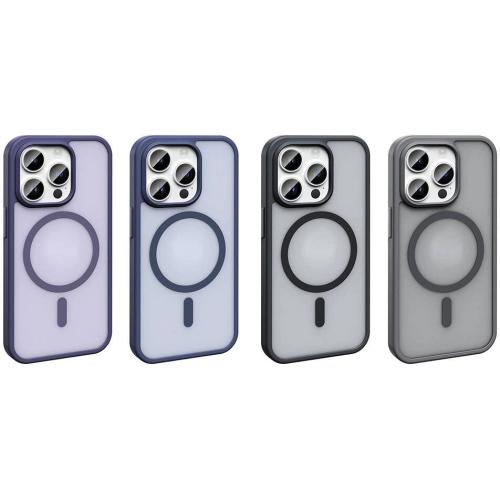 Apple iPhone 14 Pro (6.1) Kılıf Magsafe Şarj Özellikli Renkli Mat Arka Yüzey Sio Kapak - Lacivert