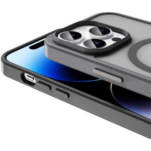 Apple iPhone 14 Pro (6.1) Kılıf Magsafe Şarj Özellikli Renkli Mat Arka Yüzey Sio Kapak - Siyah