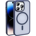 Apple iPhone 14 Pro (6.1) Kılıf Magsafe Şarj Özellikli Renkli Mat Arka Yüzey Sio Kapak - Lacivert