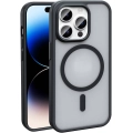 Apple iPhone 14 Pro (6.1) Kılıf Magsafe Şarj Özellikli Renkli Mat Arka Yüzey Sio Kapak - Siyah
