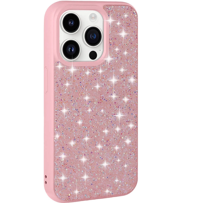 Apple iPhone 14 Pro Kılıf Parlak Taşlı Tasarım Zore Pırlanta Kapak - Pembe