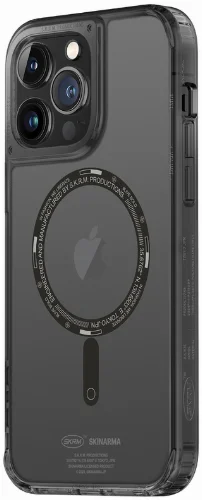 Apple iPhone 14 Pro Kılıf SkinArma Şeffaf Airbag Tasarımlı Magsafe Şarj Özellikli Saido Kapak - Füme
