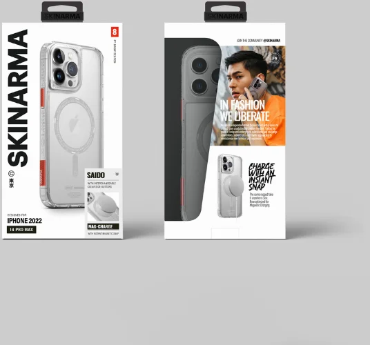 Apple iPhone 14 Pro Kılıf SkinArma Şeffaf Airbag Tasarımlı Magsafe Şarj Özellikli Saido Kapak - Mor