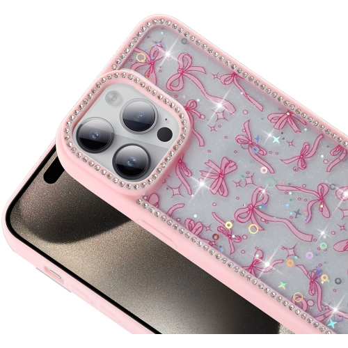 Apple iPhone 14 Pro (6.1) Kılıf Taşlı ve Simli Tasarım Lux Işıltılı Azra Kapak - Siyah