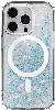 Apple iPhone 14 Pro Magsafe Şarj Özellikli Parlayan Simli Şeffaf Switcheasy Starfield-M Kapak - Mavi