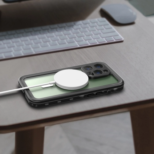 Apple iPhone 14 Pro Max (6.7) Kılıf Su Geçirmez Toza Dayanıklı IP68 Sertifikalı 360 Tam Koruma Kapak - Siyah