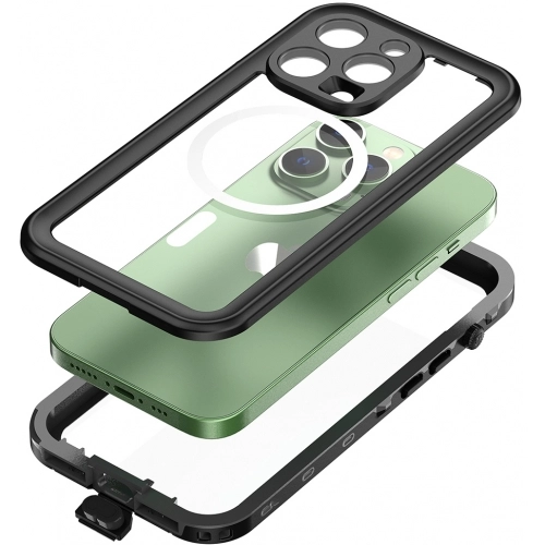 Apple iPhone 14 Pro Max (6.7) Kılıf Su Geçirmez Toza Dayanıklı IP68 Sertifikalı 360 Tam Koruma Kapak - Siyah