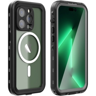 Apple iPhone 14 Pro Max (6.7) Kılıf Su Geçirmez Toza Dayanıklı IP68 Sertifikalı 360 Tam Koruma Kapak - Siyah