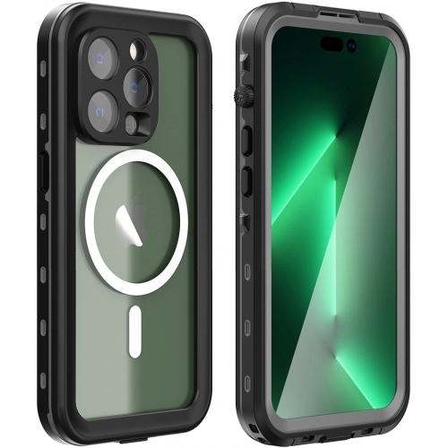 Apple iPhone 14 Pro Max (6.7) Kılıf Su Geçirmez Toza Dayanıklı IP68 Sertifikalı 360 Tam Koruma Kapak - Siyah