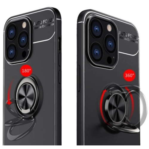 Apple iPhone 14 Pro Max (6.7) Kılıf Renkli Silikon Yüzüklü Standlı Auto Focus Ravel Kapak - Kırmızı