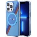 Apple iPhone 14 Pro Max (6.7) Kılıf BMW Magsafe Şarj Özellikli Transparan Tricolor Stripes Orjinal Lisanslı Kapak - Mavi