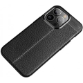 Apple iPhone 14 Pro Max (6.7) Kılıf Deri Görünümlü Lüks Parmak İzi Bırakmaz Niss Silikon Kapak - Siyah