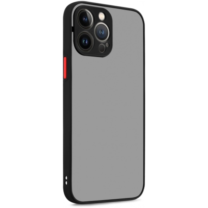 Apple iPhone 14 Pro Max (6.7) Kılıf Kamera Korumalı Arkası Şeffaf Mat Silikon Kapak - Siyah