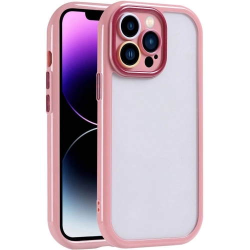 Apple iPhone 14 Pro Max (6.7) Kılıf Kamera Korumalı Renkli Kenar ve Çerçeve Tasarımlı Vitamin Kapak - Mürdüm