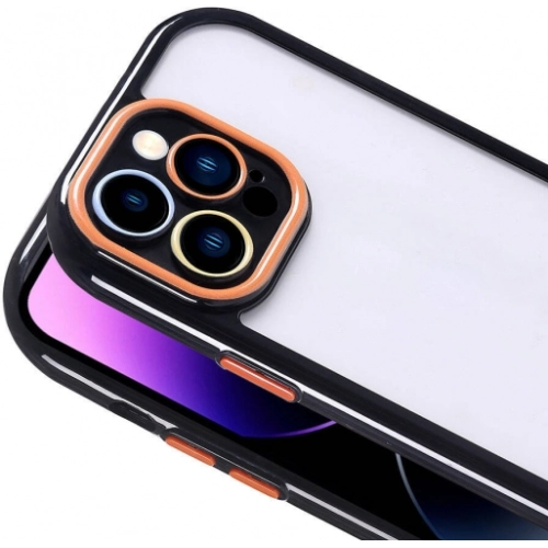 Apple iPhone 14 Pro Max (6.7) Kılıf Kamera Korumalı Renkli Kenar ve Çerçeve Tasarımlı Vitamin Kapak - Mürdüm